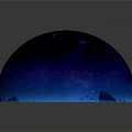 Starry Cosmic Space Background With Blue Nebula And Purple Rings Around Planets