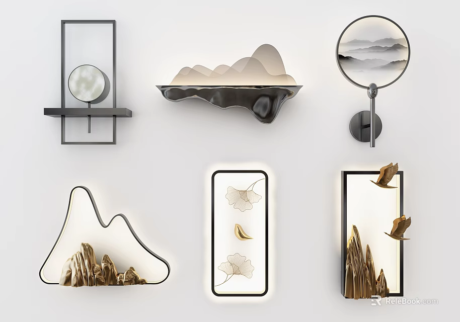 Modern Inflatable Wall Decorations Featuring Mountain Shape And Bird Design Elements 3d model