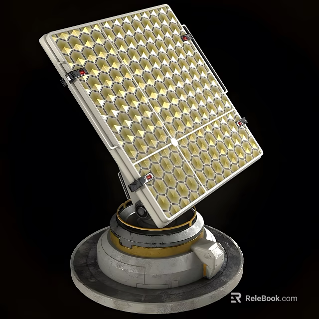 Industrial Equipment With Hexagonal Honeycomb Panel And Circular Base Design 3d model 