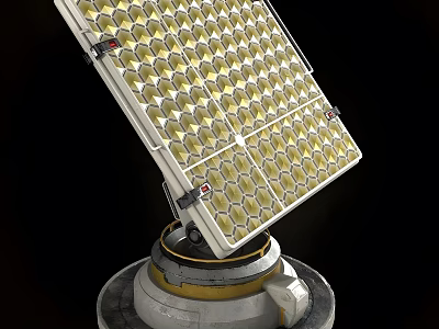 Industrial Equipment With Hexagonal Honeycomb Panel And Circular Base Design 3d model