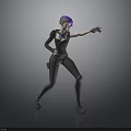 3D Stylish Character With Purple Hair Black Outfit Headphones Dynamic Action Pose