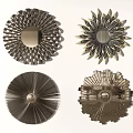Modern Four Piece Circular Metallic Wall Decor with Geometric Radiant Patterns 3d model