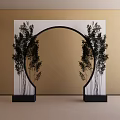 Modern Archway Decor With Decorative Green Plants On Both Sides And Minimalist Background