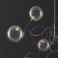 Modern Unique Shape Chandelier With Clear Glass Globe Lights And Curved Wire Frame