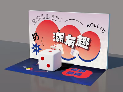 Roll It Fun Dice Game Display With Lucky Fortune Candy And Trendy Design 3d model