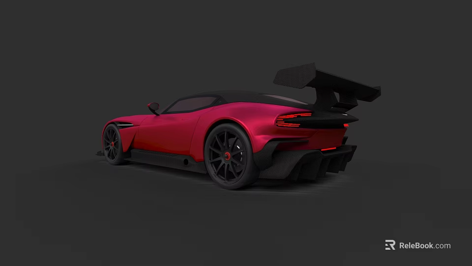 Red Sports Car With Black Rear Spoiler Sleek Exterior And Black Wheels 3d model 
