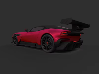 Red Sports Car With Black Rear Spoiler Sleek Exterior And Black Wheels 3d model
