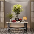 Modern CCD Hotel End View Table Ornaments Floriculture Moss Combination Tree Table Lamp Floriculture Green Plant Moss Ball Table 3d model