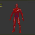 Silver And Blue Humanoid Figure With Red Chest Emblem And Metallic Body