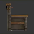 Rustic Dining Table With Stone Masonry Base Wooden Top And Decorative Overhang