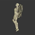 Game and Movie Character Standing in Golden Armor with Outstretched Golden Wings