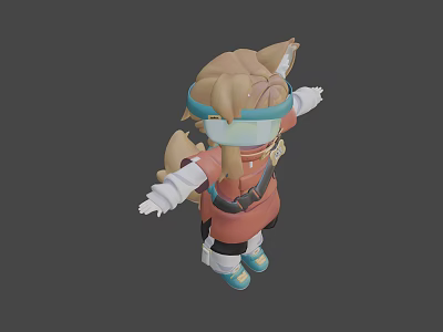 3D Game Character With Brown Hair Blue Goggles Red Top And White Gloves 3d model