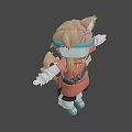 3D Game Character With Brown Hair Blue Goggles Red Top And White Gloves