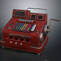 Vintage Red Cash Register Commercial Equipment with Colorful Buttons Drawer and Metal Handle