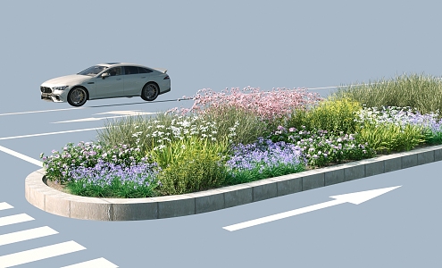 Municipal Road Landscape Greening Municipal Flower Mirror Configuration Municipal Transportation Hub Landscape Greening Flower Mirror Configuration 3d model