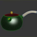 Black Teapot With Light Colored Handle Red Spout Round Lid Handle And Smooth Surface 3d model