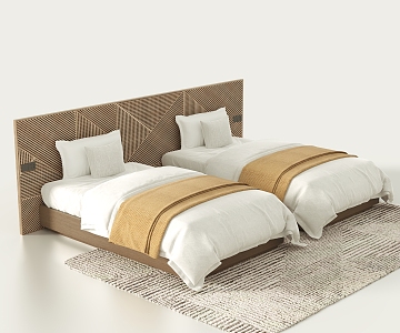 Hotel Double Room Hollywood Bed 3d model