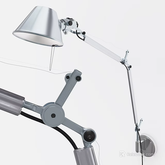 Modern Silver Adjustable Arm Wall Lamp For Stylish Home Lighting Decor 3d model 