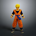 Anime Character Figure With Blonde Hair Orange Martial Arts Uniform And Blue Sash