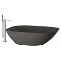 Modern Freestanding Gray Bathtub With Sleek Design And Gold Faucet Showerhead