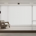 Modern Minimalist Interior Design With White Blinds And Beige Sofa By Window