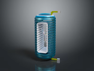 Modern Blue Cylindrical Lighting Combination with Transparent Panels External Yellow Small Parts and Internal Lighting 3d model