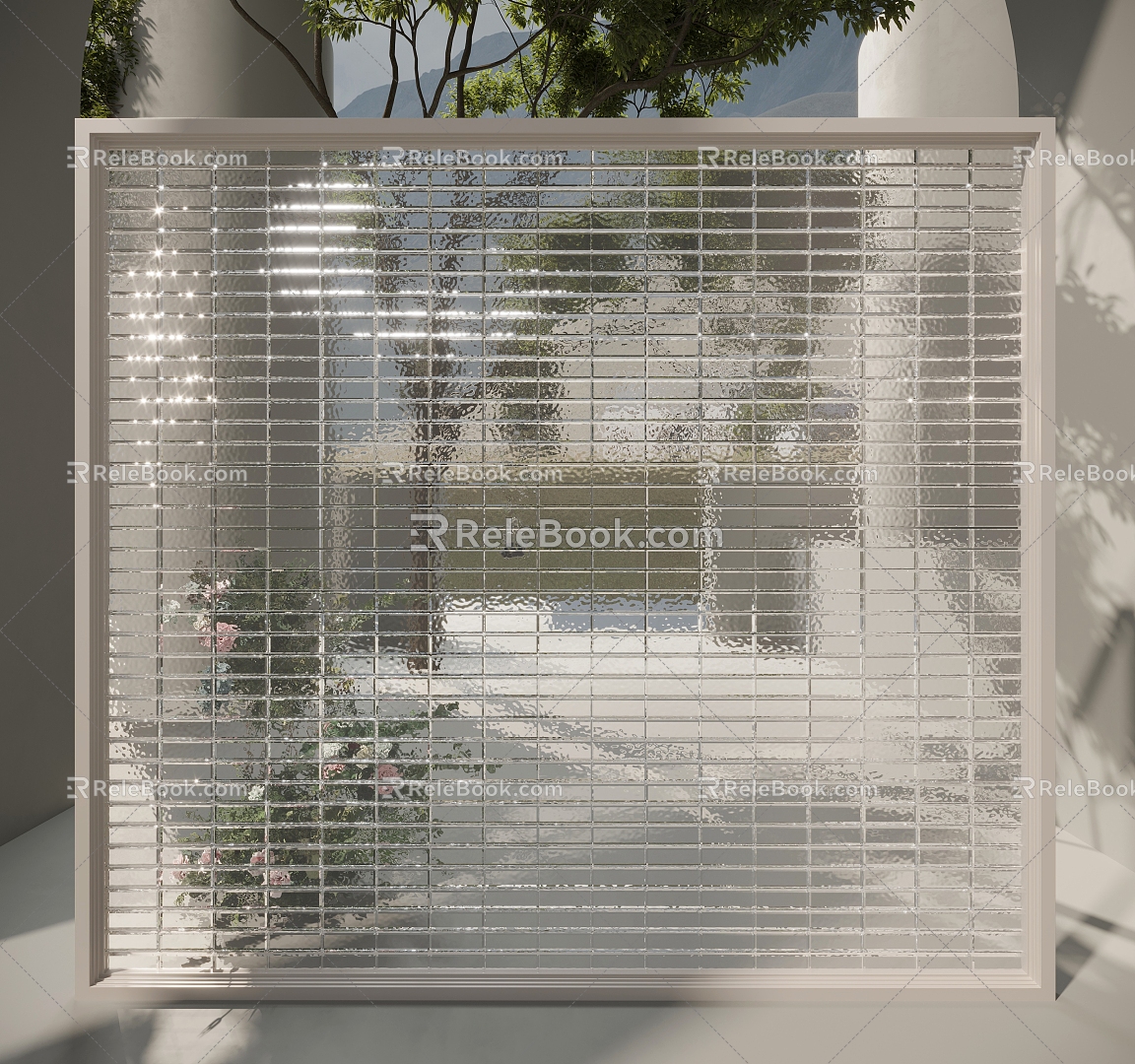 Art glass glass brick partition screen 3d model