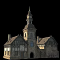 Historic Ancient Architecture Featuring Tower Spire Stone Walls And Arched Windows 3d model