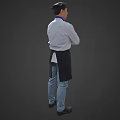 Game And Movie Character Chef In White Uniform With Black Apron Arms Crossed