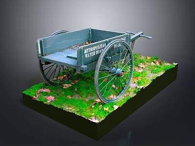 Green Renovation Project Wheelbarrow with Large Wheels on Grass and Fallen Leaves 3d model