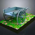 Green Renovation Project Wheelbarrow with Large Wheels on Grass and Fallen Leaves