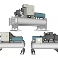 Industrial Cooling Equipment With Compressor Housing Pipes And Metal Frames