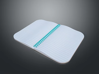 White Electronic Notebook With Spiral Binding Lined Digital Pages And Gray Background 3d model