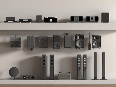 Modern Home Audio Collection Featuring Various Speakers Headphones And Design Styles 3d model