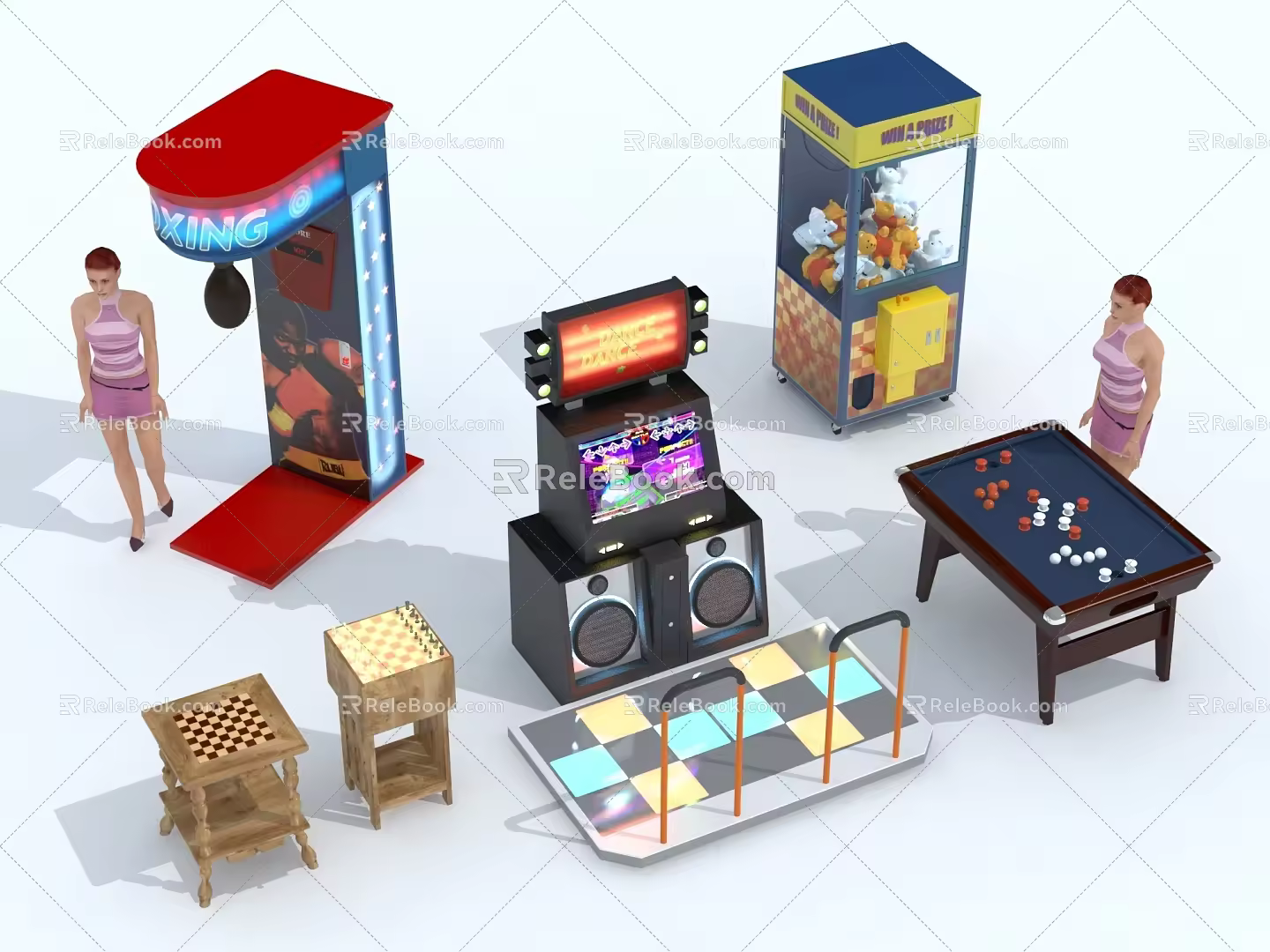 Sports Entertainment Equipment Game Table Chess Doll Machine Dancing Machine Boxing Game Machine Bar Entertainment Playground Equipment Desktop Game 3d model