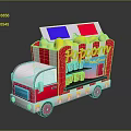 Commercial Mobile Popcorn Truck With Red And White Striped Body And Colorful Top Design