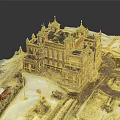 Historic Classical Architecture Building With Green Copper Roofs And Spires In Snowy Landscape