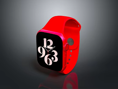 Modern Red Smartwatch With Digital Dial Display And Comfortable Silicone Strap 3d model