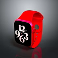 Modern Red Smartwatch With Digital Dial Display And Comfortable Silicone Strap