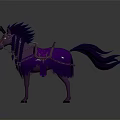 Mythical Purple Horse with Lightning Horn Spiked Mane and Chain Decorated Saddle