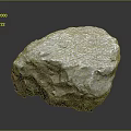 Natural Gray Stone Rock With Rough Textured Surface And Mossy Green Base