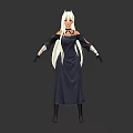 Game And Movie Character With Long White Hair Dark Dress And Black Gloves