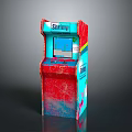 Vibrant Shinobi Arcade Cabinet With Red Blue Graffiti Design And Game Screen