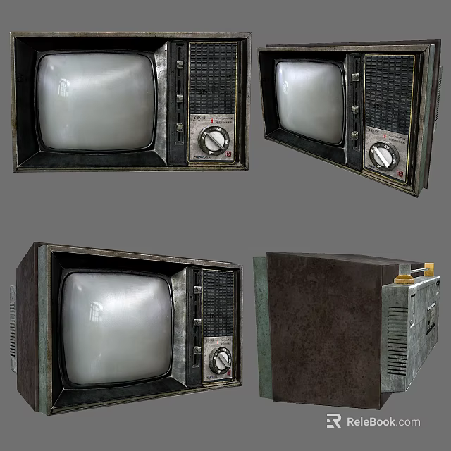 Vintage Old Fashioned Television Set Displayed From Multiple Angles With Retro Design 3d model 