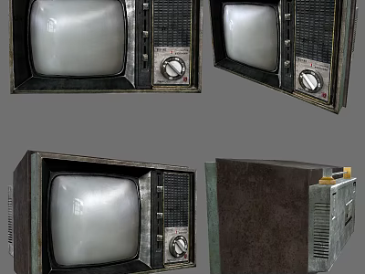 Vintage Old Fashioned Television Set Displayed From Multiple Angles With Retro Design 3d model
