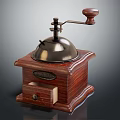Retro Style Manual Coffee Grinder Wooden Base Kitchen Appliance With Metal Parts