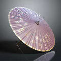 Elegant Pink Decorative Umbrella With Delicate Floral Patterns And Gold Trim