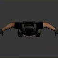 Tactical Gear Character In Black T Shirt Green Pants Vest And Gloves