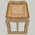 Modern Wooden Stool Design With Woven Seat And Geometric Frame Structure 3d model