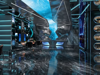 Modern KTV Interior Design With LED Lights Sofa Seating And Music Equipment 3d model